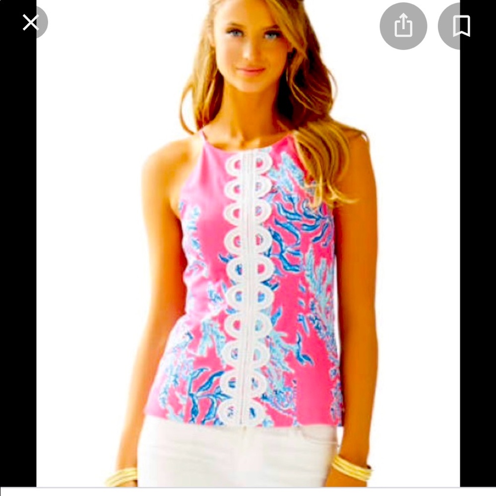 Lily Pulitzer Annabelle Capri top in Pink Samba, size 12
